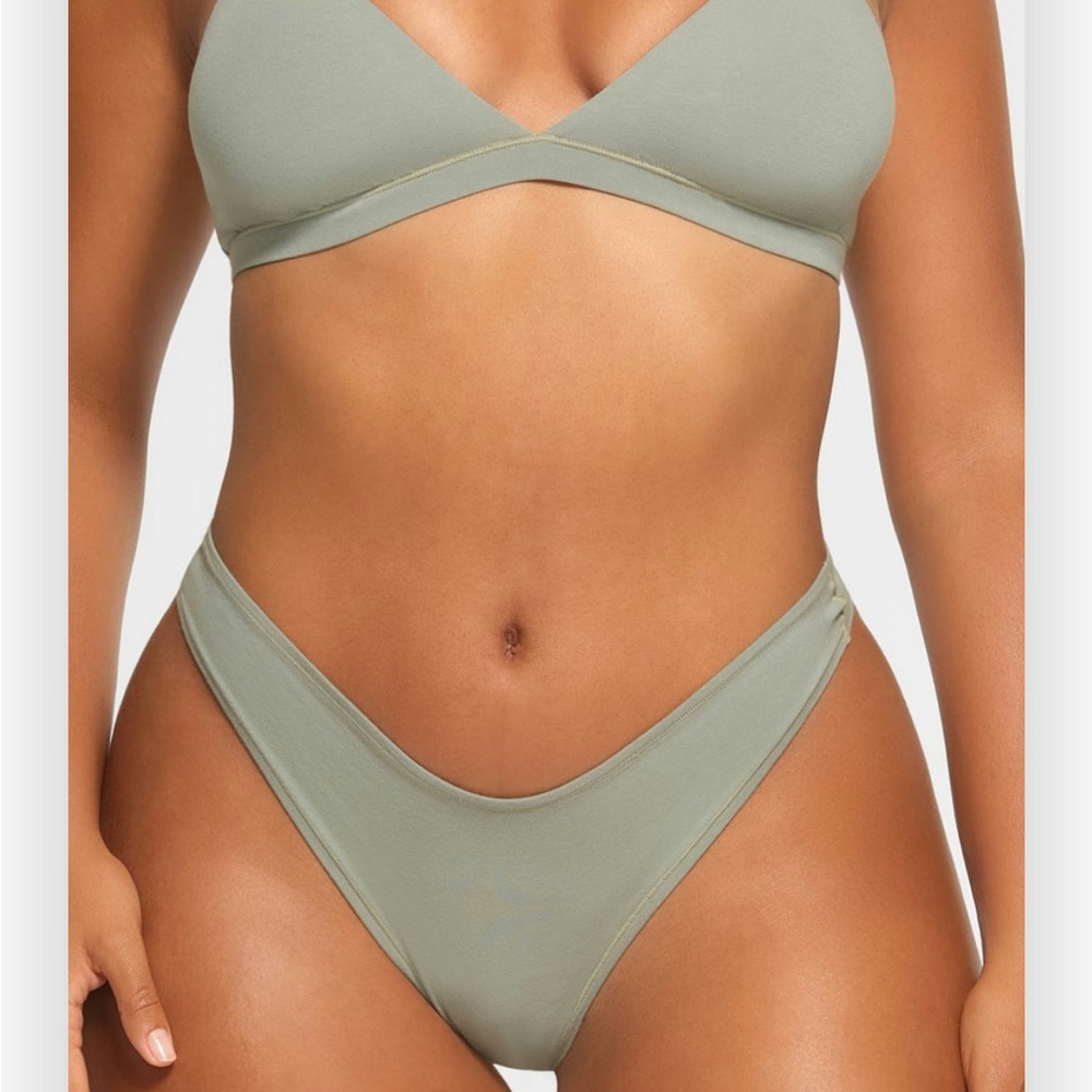 SKIMS cotton jersey thong (color mineral)